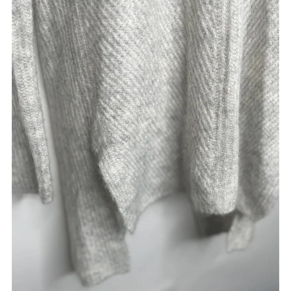 J Crew Point Sur Gray Ribbed Sweater Back Buttons‎ Womens XS Oversized Alpaca